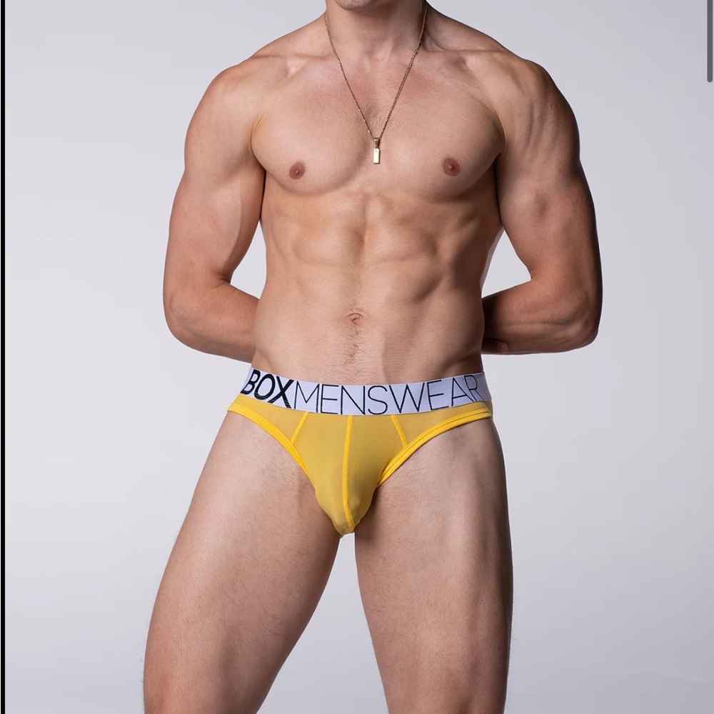 Box Menswear All Over mesh Briefs- Mellow Yellow M New - Picture 3 of 8